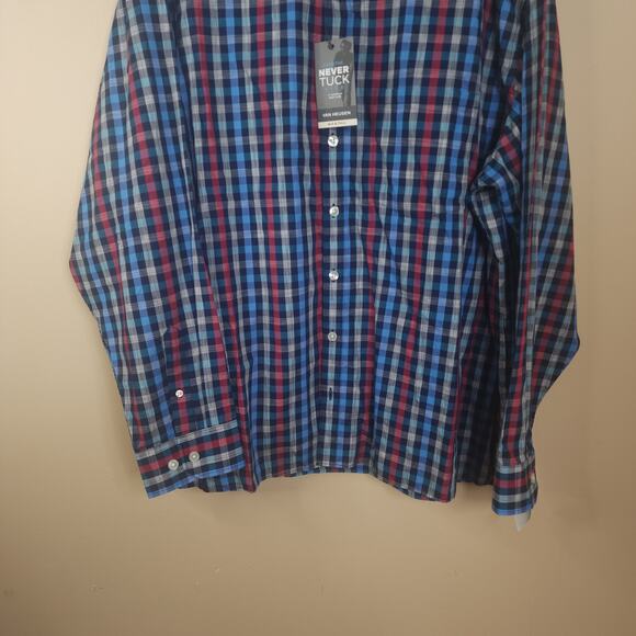Van Heusen Long Sleeve Button Down Never Tuck Shirt in Plaid Size 2XLT - Picture 2 of 10